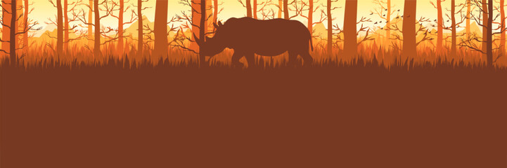 Minimalist wild nature background template in sunset tones © FahrizalNurMuhammad