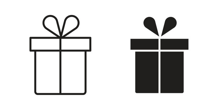Gift box icon for mobile application, button and website design.