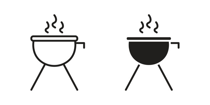 Grill icon for mobile application, button and website design.