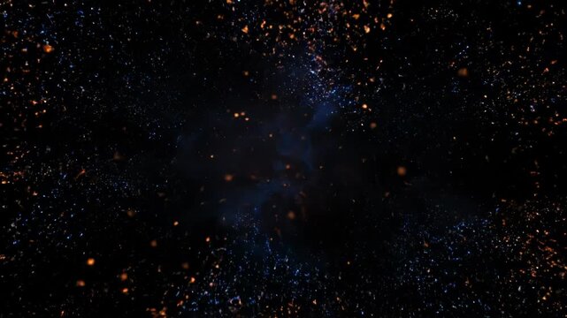 Fiery particles explode outwards creating a dazzling cosmic spectacle. Brilliant light bursts illuminate the dark void with energy.