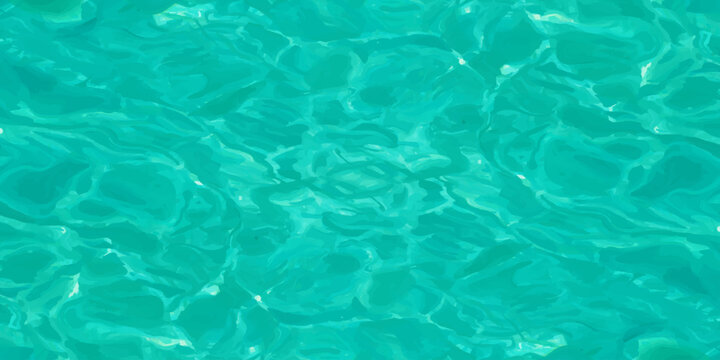 Bright turquoise water ripples background with shimmering sunlight caustics and abstract liquid texture in a pool