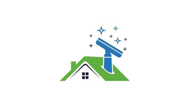 House roof cleaning service logo concept.