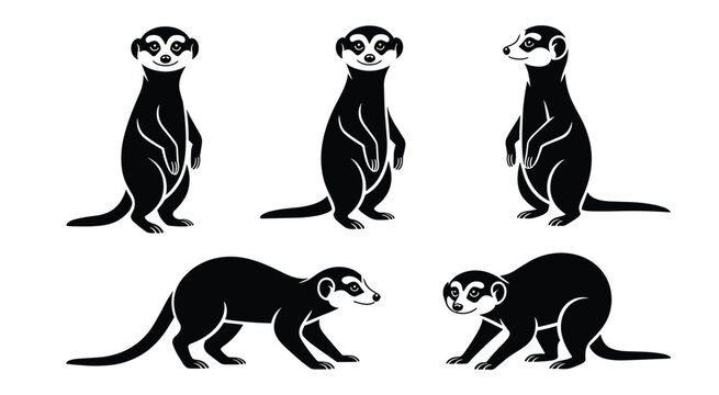 Collection of meerkat silhouettes in various poses