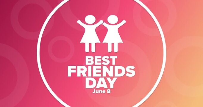 Best friends day celebration concept with two happy female friends icon on a gradient background