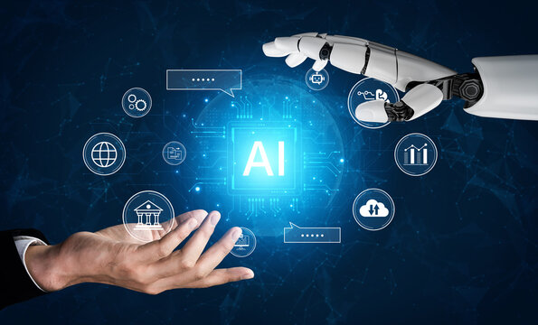AI-powered central processing system shows insight, logic, data flow and platform intelligence in connected digital network. Corpus