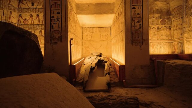 Interior of KV-9 Tomb with Egyptian wall paintings, Valley of the Kings. 