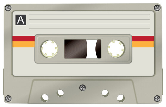 Vintage Retro 1980s Audio Cassette Tape Illustration, Transparent PNG