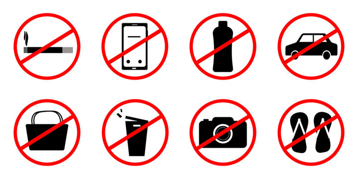 Special area prohibtion signs vector files, 8 different signs, warning signs, sefty warning. 