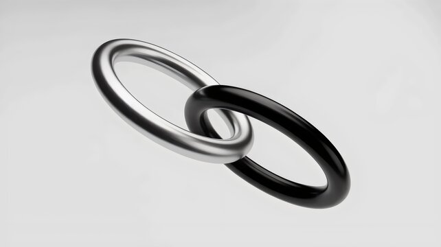 Polished metallic rings in perfect formation &ndash; Great for marriage and commitment themes, mathematical beauty blogs, or high-tech engineering logos.