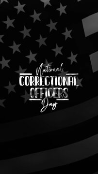 National correctional officers day text animation with waving flag, ideal for honoring and celebrating corrections professionals.