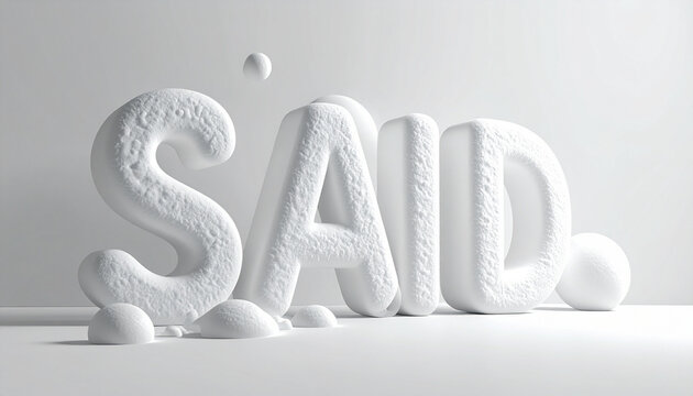 Minimal White 3D &ldquo;SAID&rdquo; Text