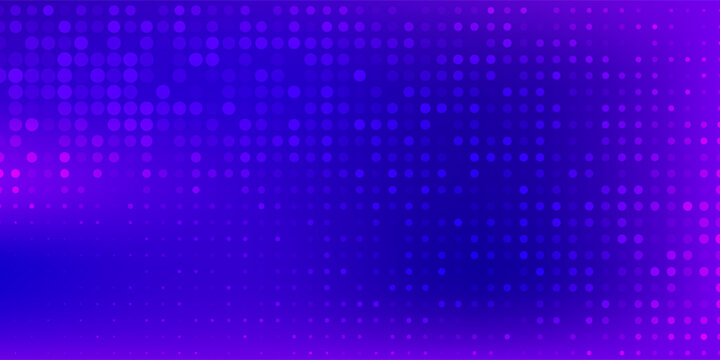 Vibrant purple and blue gradient background with a modern halftone circle pattern. Digital tech-inspired vector backdrop with dynamic polka dot texture.