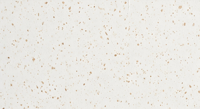 White speckled handmade paper texture background with irregular dark dot and fleck grain. Abstract spotted surface for graphic design, invitation card, branding mockup, and decorative concept use.