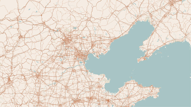 Modern minimalist vector map of Beijing, China. High-quality SVG illustration of Beijing's concentric city grid, ring roads, and urban layout for posters, travel, and web design.