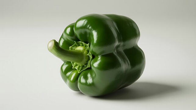 Green bell pepper on a light background, fresh and healthy vegetable