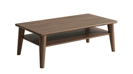 Fototapeta premium Brown wooden coffee table with lower shelf