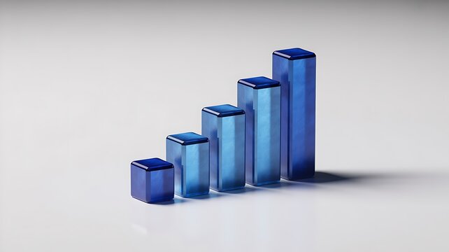 Blue 3d bar graph chart increasing