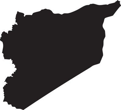 Black silhouette map of Syria a simple vector outline for graphic design and information isolated on a white background
