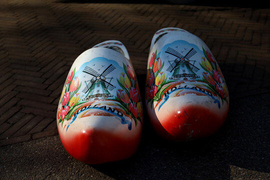 Traditional Dutch wooden clogs known as klompen