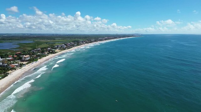 Praia de Porto de Galinhas - Pernambuco vista a&eacute;rea de drone paisagem panor&acirc;mica