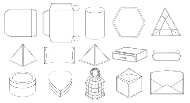 Collection of various geometric shapes and objects