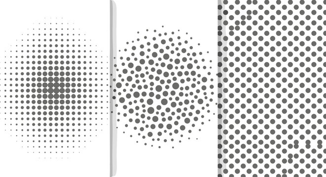 Set of three halftone dot pattern backgrounds for design