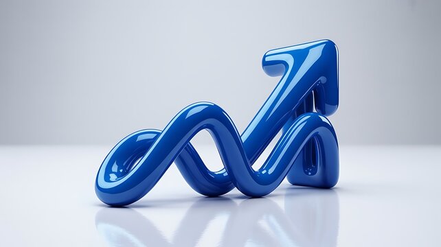 3D Upward Growth Arrow Symbol, Business Success, Financial Growth and Progress Concept