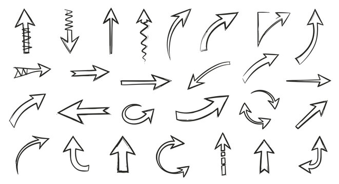 Collection of various handdrawn arrow illustrations