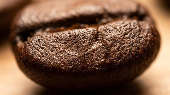 Close-up of freshly ground coffee beans in wooden scoop on rustic table