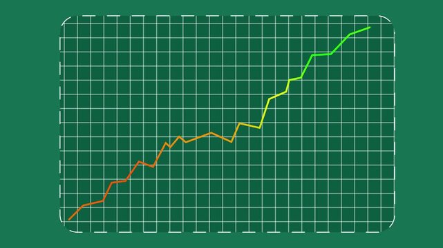 graph chart business progress up and down on a dark teal grid background chart line curve Business Success growth graph animation