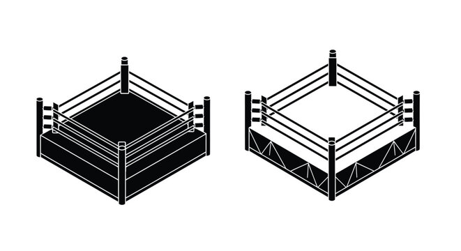 boxing ring silhouette on transparent background high quality