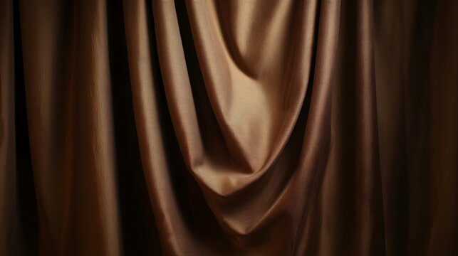 Luxurious deep bronze drapery fabric creating dramatic folds and shadows against a seamless studio backdrop