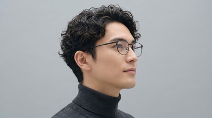 Obraz premium 眼鏡を掛けた知的でスマートな男性のポートレート