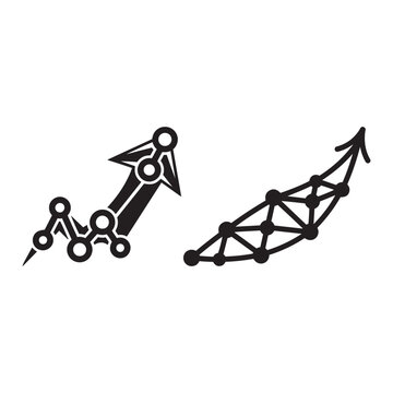 Data growth line with connected nodes business analytics concept