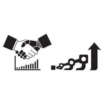 Business handshake agreement with growth chart partnership concept