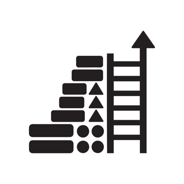 Growth ladder with increasing blocks success development concept