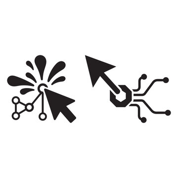 Digital interaction cursor with connection nodes technology concept