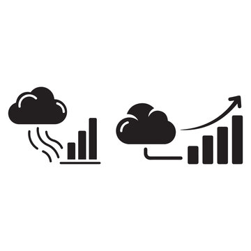 Cloud data analytics with business growth chart technology concept