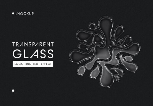 Transparent Glass Logo And Text Effect Mockup