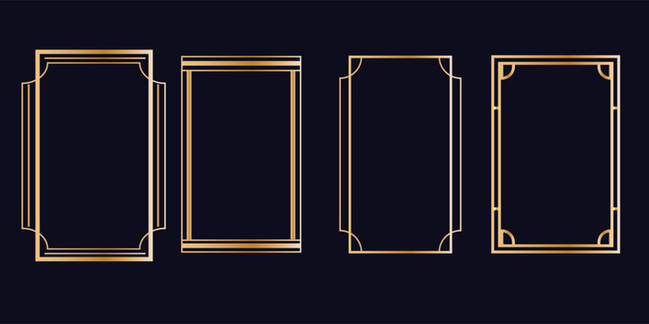 SEt golden thin line frame art deco simple style. For template? brochure, banner