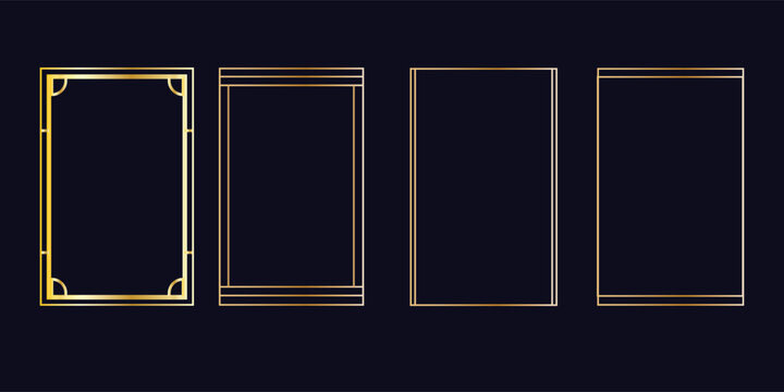 SEt golden thin line frame art deco simple style. For template? brochure, banner