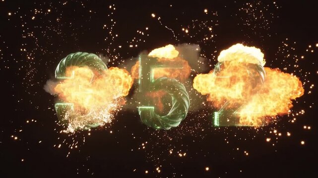 Glowing green numbers on black background.