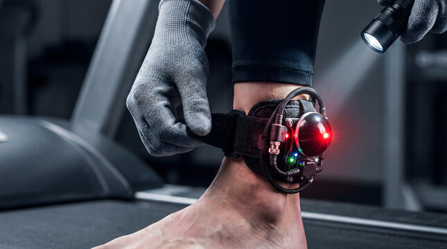 Attaching electronic ankle monitor for surveillance and house arrest