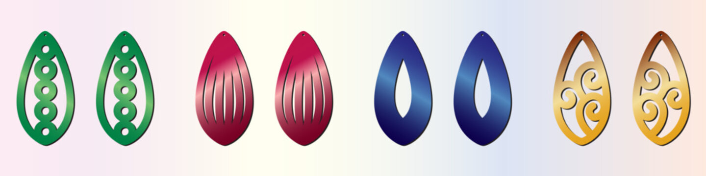 Teardrop earrings vector template for laser cutting and engraving. Ideal for DIY jewelry design using wood, acrylic or leather with Cricut and Glowforge.