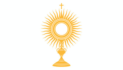 Fototapeta premium Golden Christian Host, Eucharistic Symbol, Sacred Communion Vector Icon, Religious Emblem