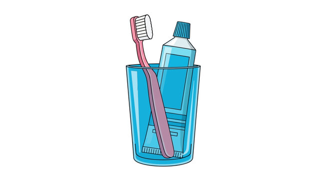 Toothbrush, toothpaste, bathroom, hygiene, icons, blue, pink, vector