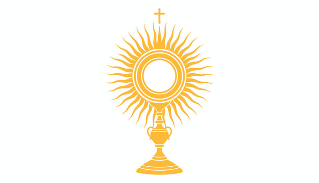 Golden Christian Host, Eucharistic Symbol, Sacred Communion Vector Icon, Religious Emblem