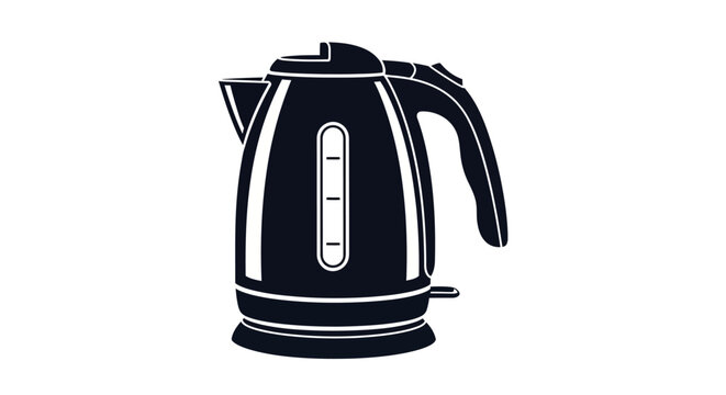 Electric Kettle Icon, Black Vector Illustration, Kitchen Appliance, Simple Design