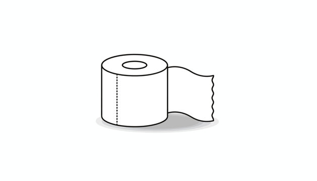 Toilet paper roll, toilet paper, bathroom icon, simple line drawing, black and white, minimalistic design, paper product