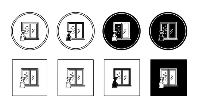 Door, window, icon set, 8 elements, vector graphics, black and white